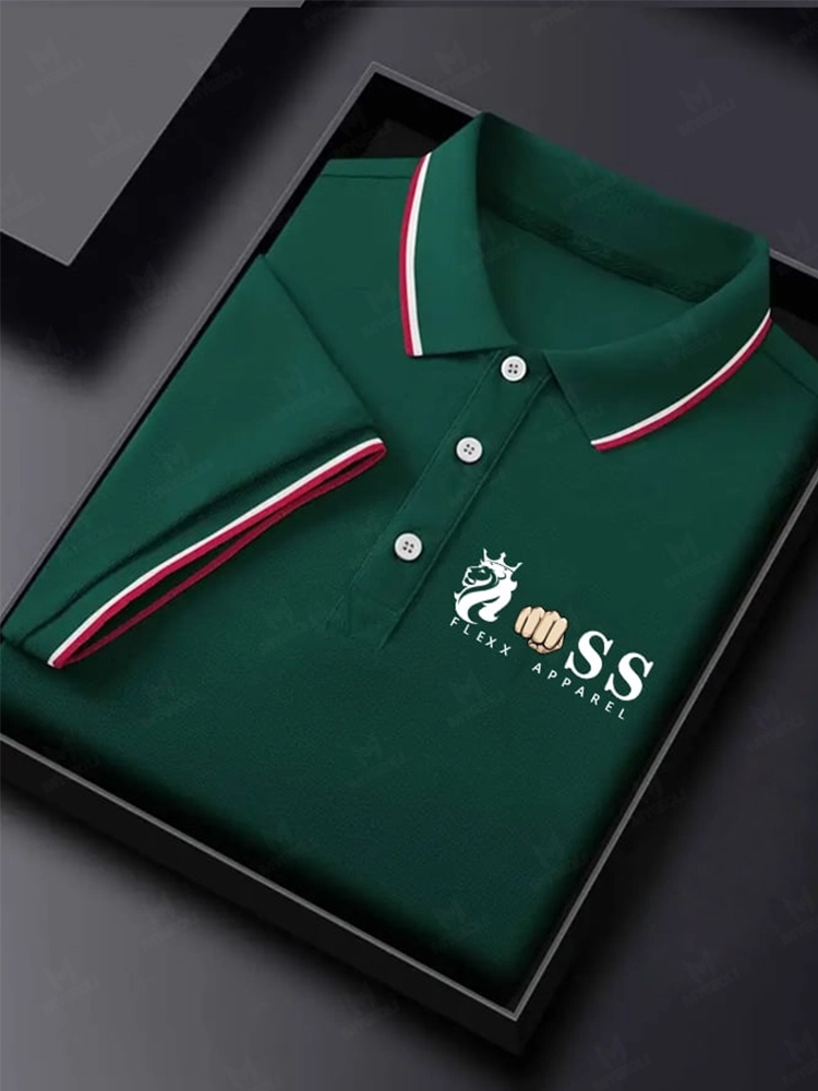 Men's Business Printed Short Sleeve Polo Shirt