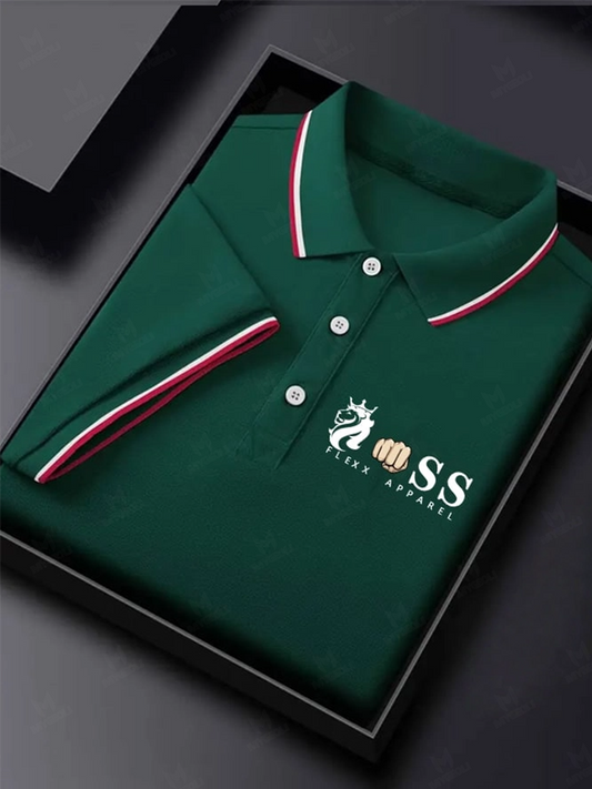 Men's Business Printed Short Sleeve Polo Shirt