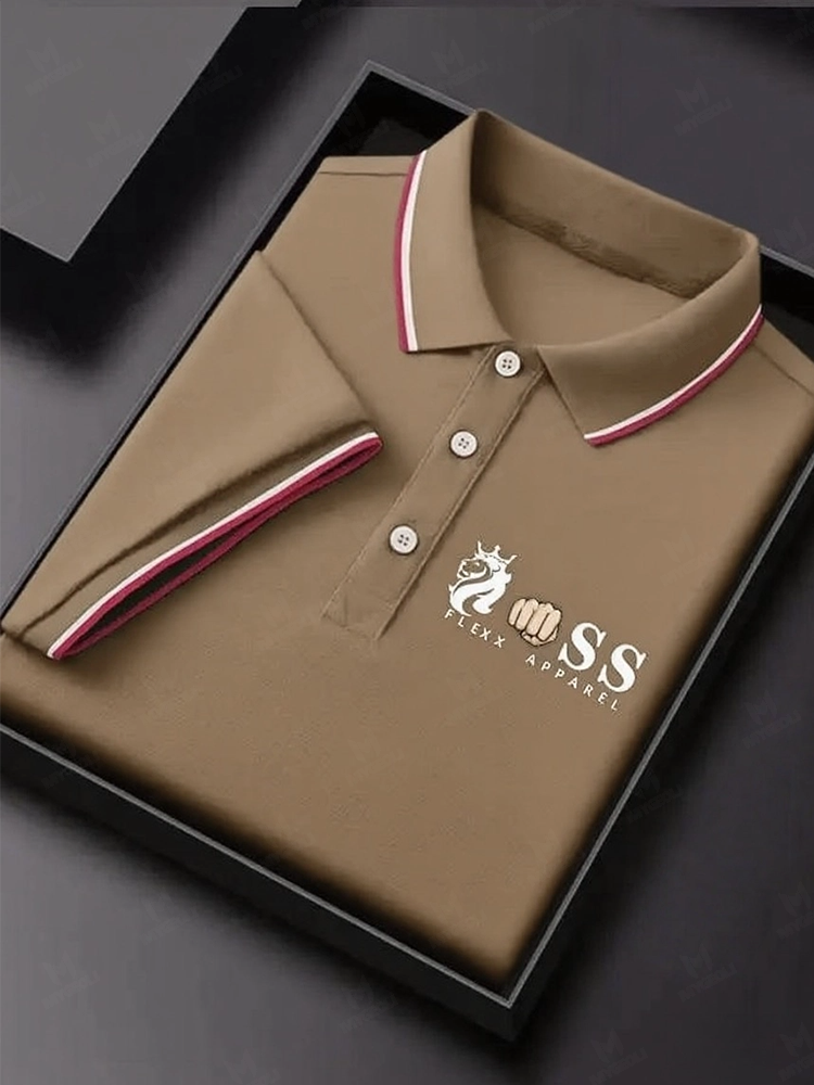 Men's Business Printed Short Sleeve Polo Shirt
