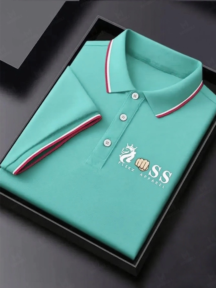Men's Business Printed Short Sleeve Polo Shirt