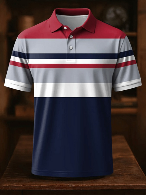 Men's Retro Business Design Printed Casual POLO Shirt