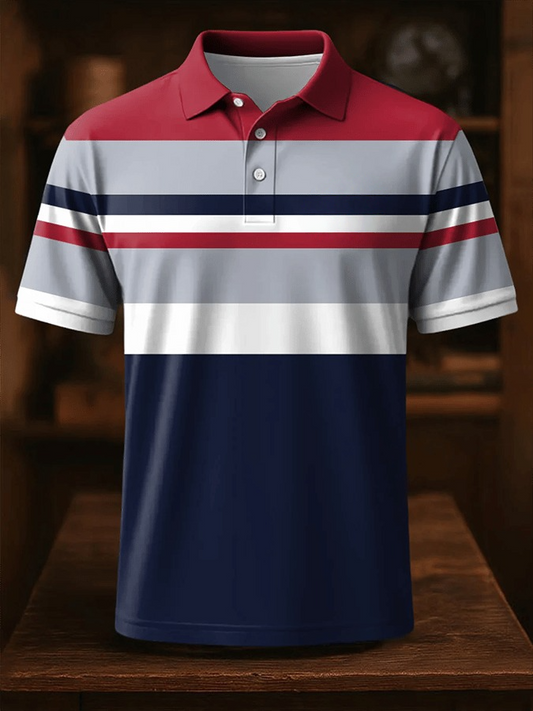 Men's Retro Business Design Printed Casual POLO Shirt