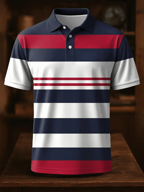 Men's Retro Business Design Printed Casual POLO Shirt