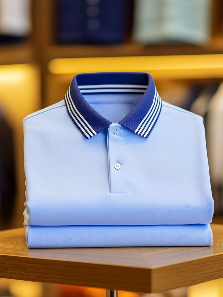 Men's Classic Business Logo Button Short Sleeve Polo Shirt
