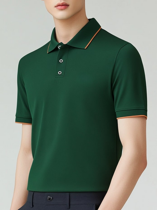 Men's Business Casual Button Short Sleeve Polo Shirt