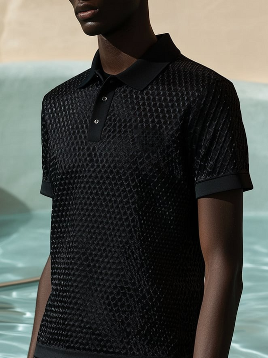 Men's Business Casual Button Short Sleeve Polo Shirt
