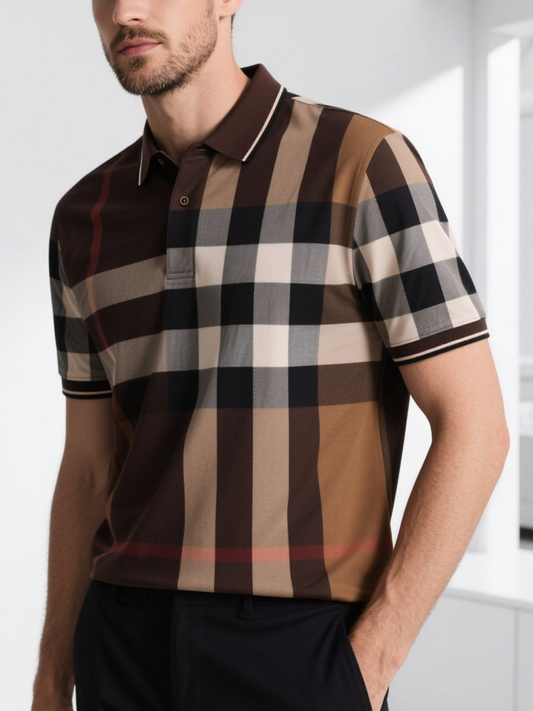 Men's Business Casual Button Short Sleeve Polo Shirt