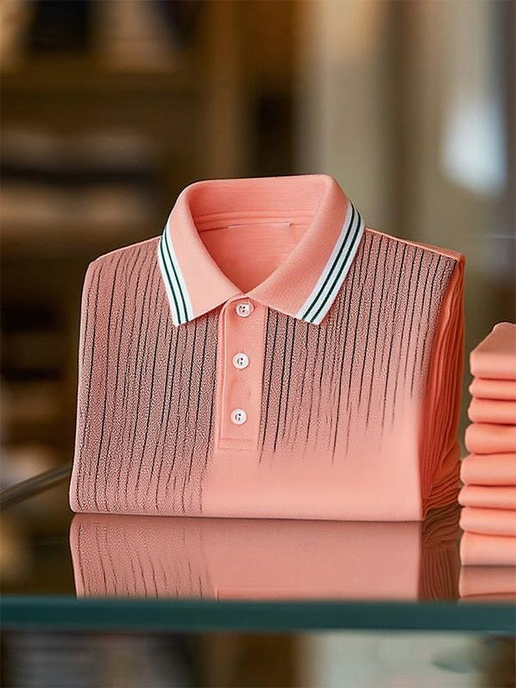 Men's Business Casual Button Short Sleeve Polo Shirt