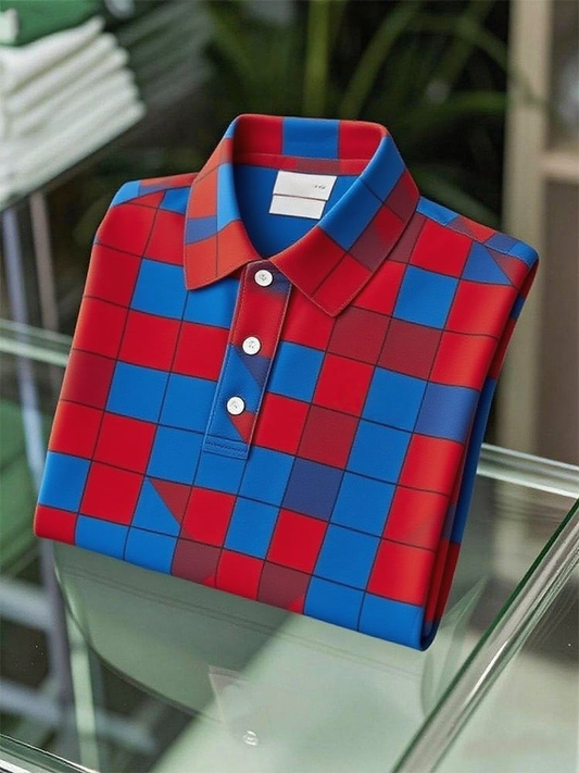 Men's Business Casual Button Short Sleeve Polo Shirt