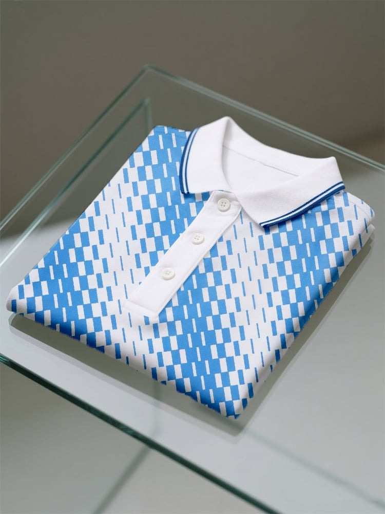 Men's Business Casual Button Short Sleeve Polo Shirt