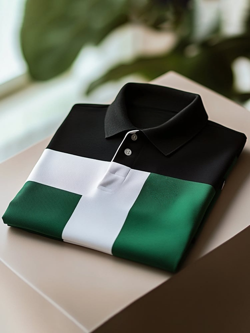 Men's Classic Business Logo Button Short Sleeve Polo Shirt