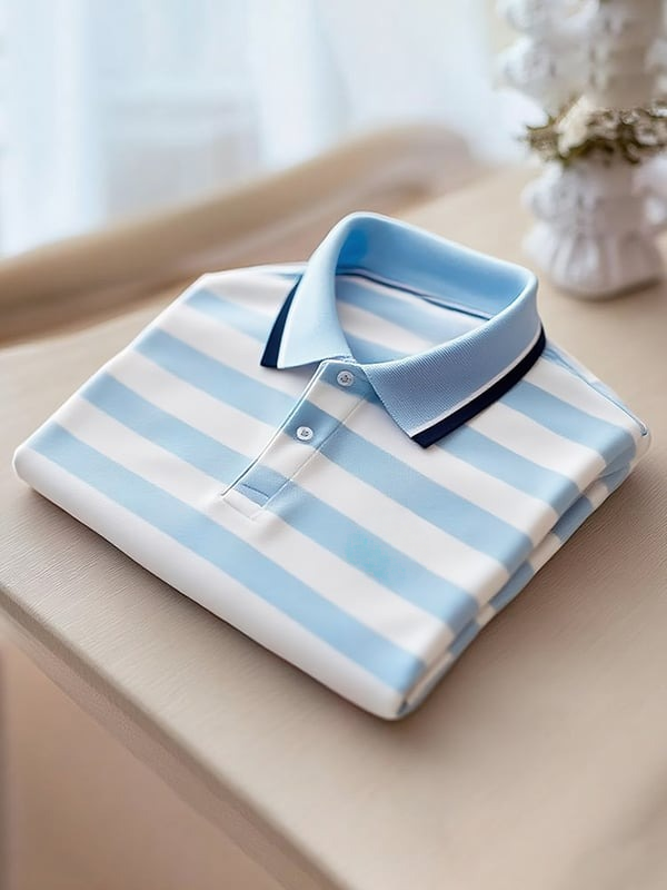 Men's Classic Business Logo Button Short Sleeve Polo Shirt