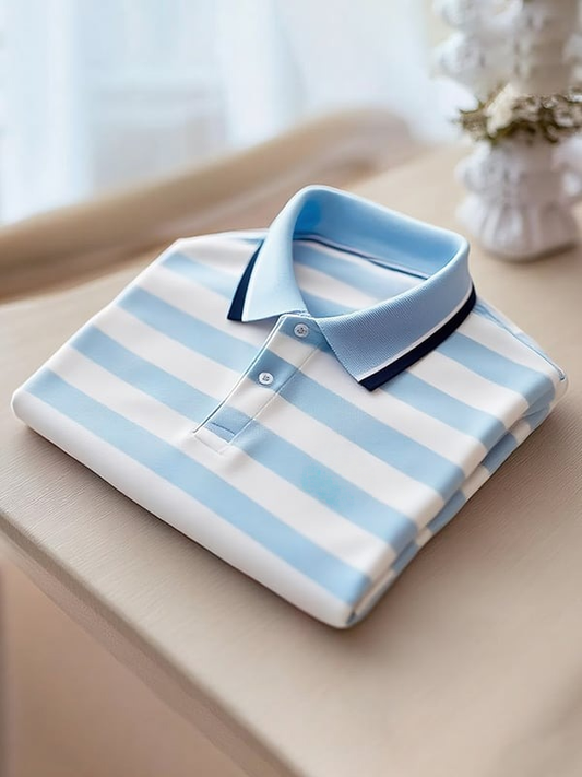 Men's Classic Business Logo Button Short Sleeve Polo Shirt