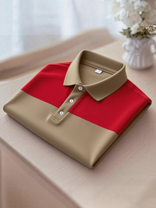 Men's Business Casual Button Short Sleeve Polo Shirt