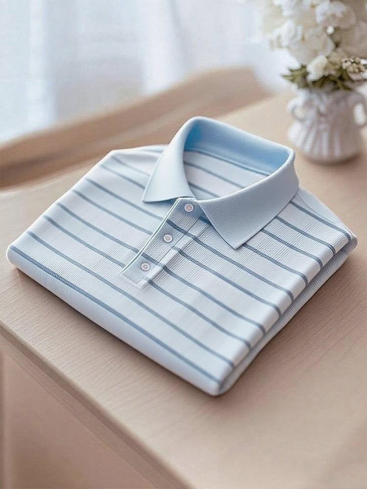 Men's Business Casual Button Short Sleeve Polo Shirt