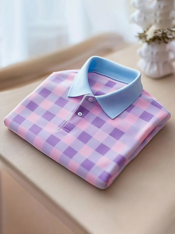 Men's Classic Business Logo Button Short Sleeve Polo Shirt