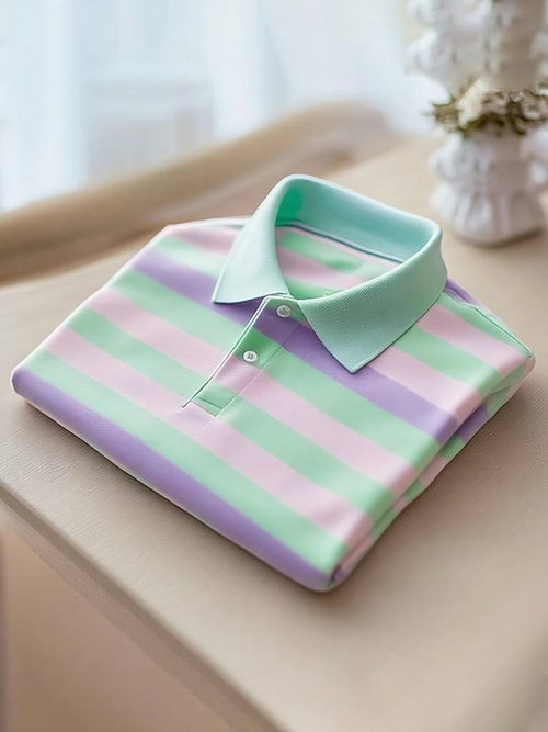 Men's Classic Business Logo Button Short Sleeve Polo Shirt
