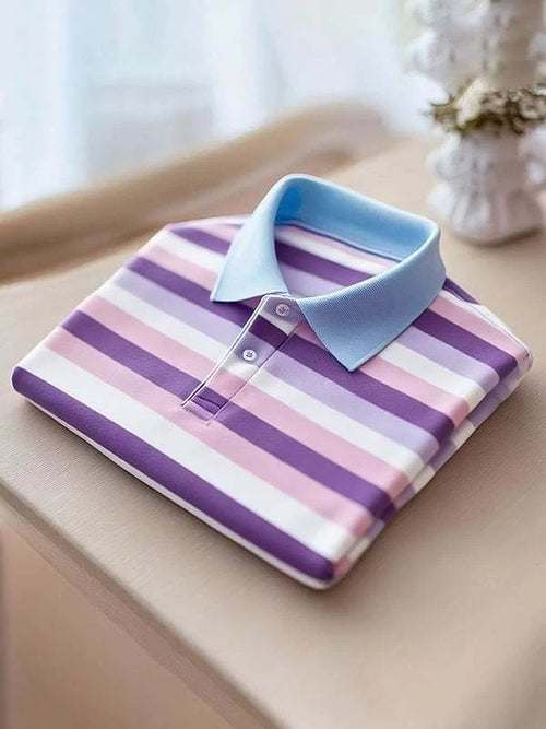 Men's Classic Business Logo Button Short Sleeve Polo Shirt