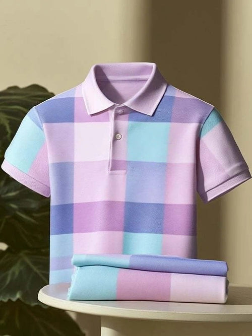 Men's Classic Business Logo Button Short Sleeve Polo Shirt