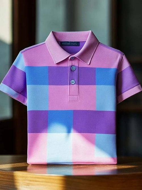 Men's Classic Business Logo Button Short Sleeve Polo Shirt