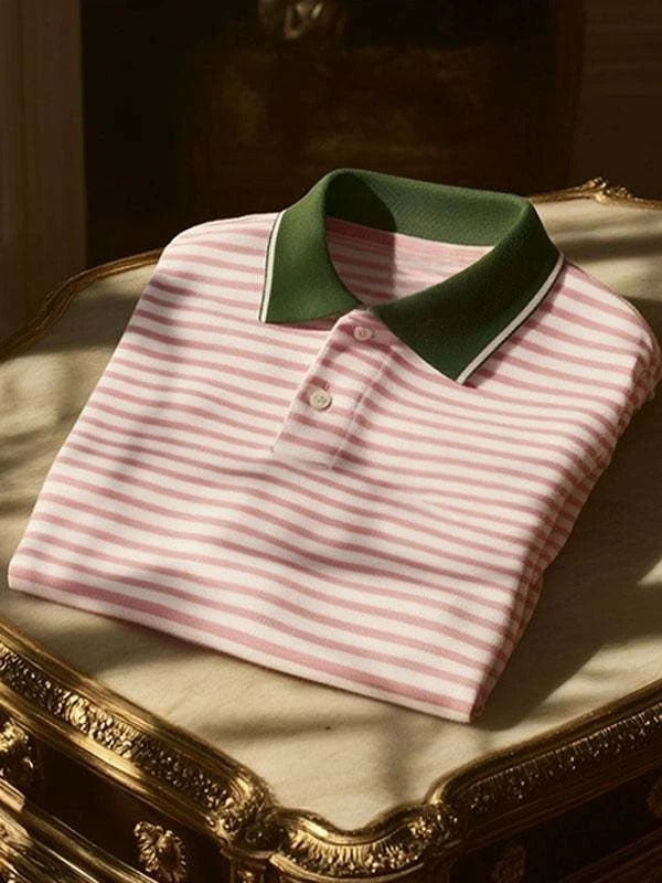 Men's Classic Business Logo Button Short Sleeve Polo Shirt