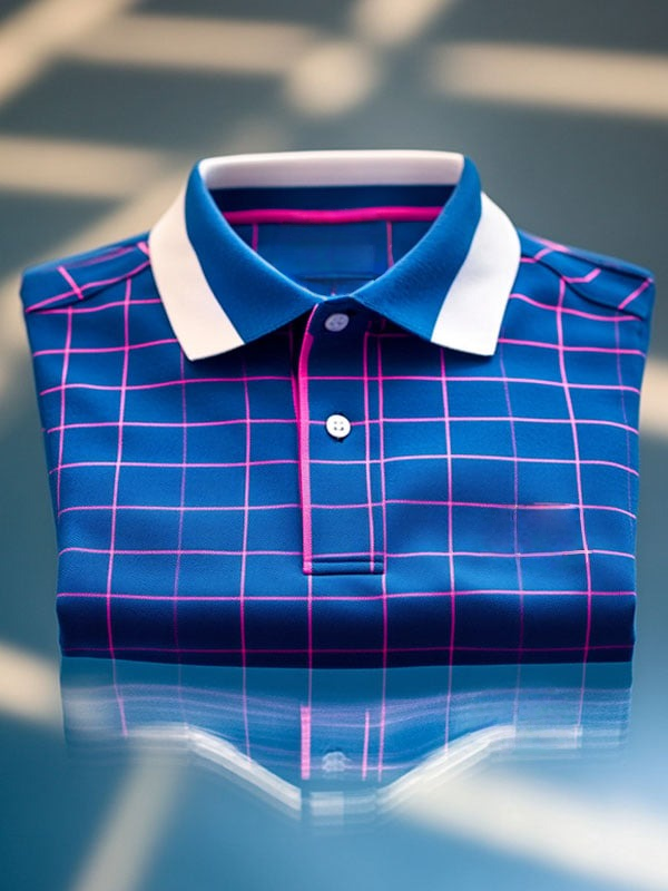 Men's Classic Business Logo Button Short Sleeve Polo Shirt