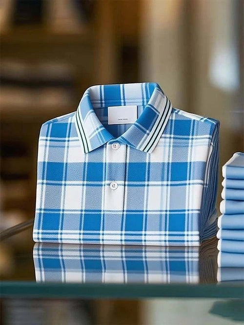 Men's Classic Business Logo Button Short Sleeve Polo Shirt