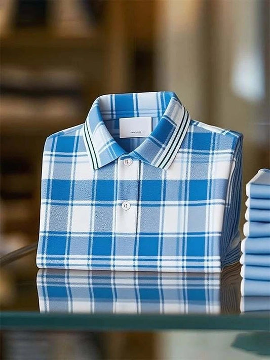 Men's Classic Business Logo Button Short Sleeve Polo Shirt