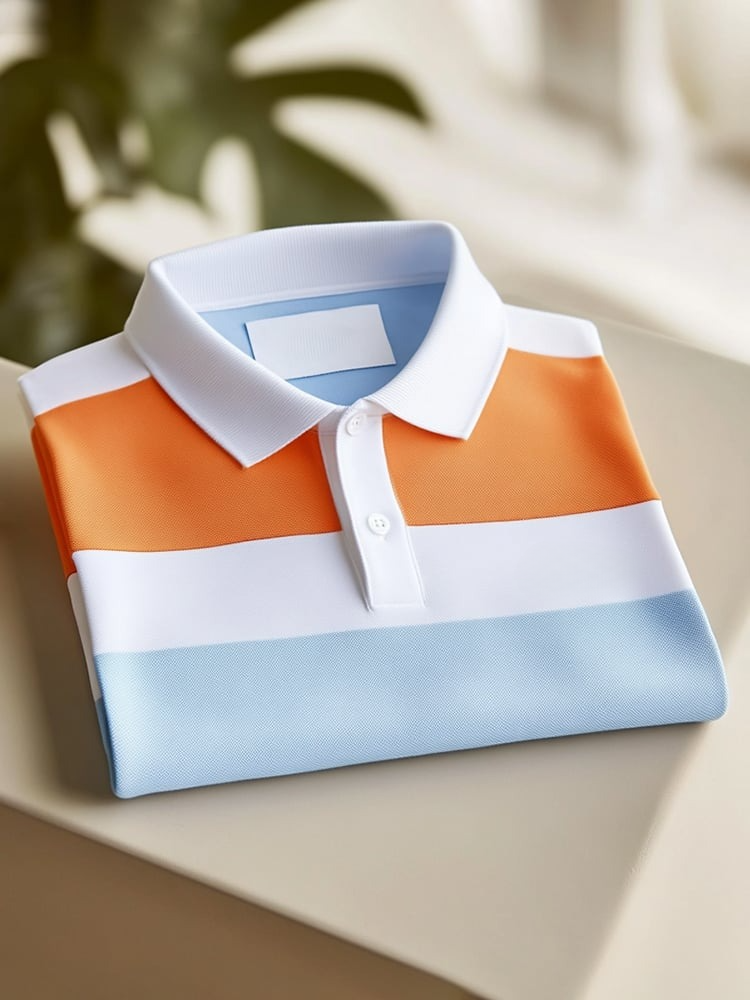 Men's Classic Business Logo Button Short Sleeve Polo Shirt