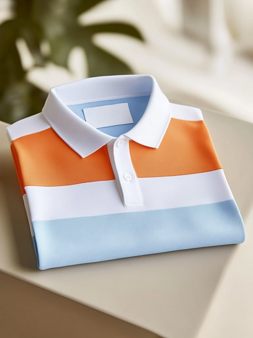 Men's Classic Business Logo Button Short Sleeve Polo Shirt