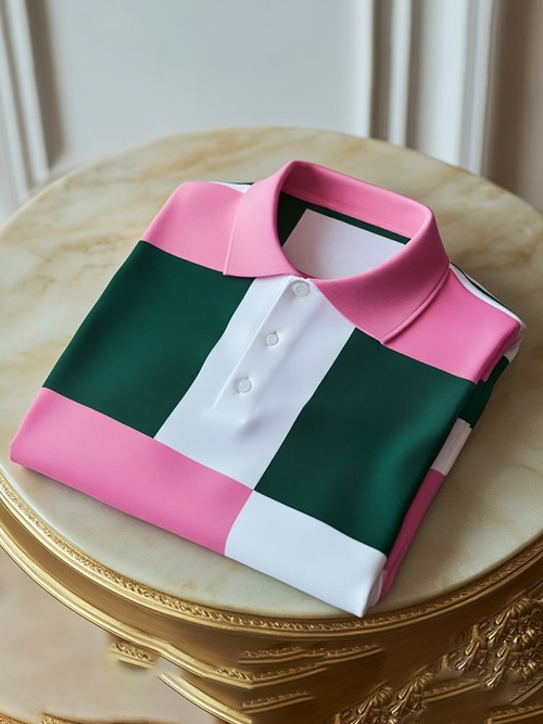 Men's Classic Business Logo Button Short Sleeve Polo Shirt