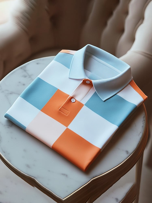 Men's Classic Business Logo Button Short Sleeve Polo Shirt
