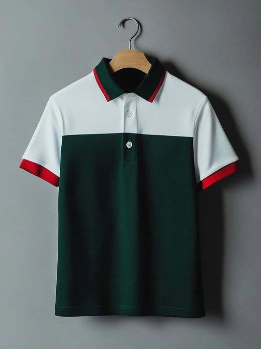 Men's Business Casual Button Short Sleeve Polo Shirt