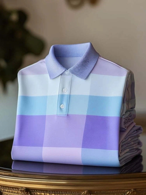 Men's Classic Business Logo Button Short Sleeve Polo Shirt