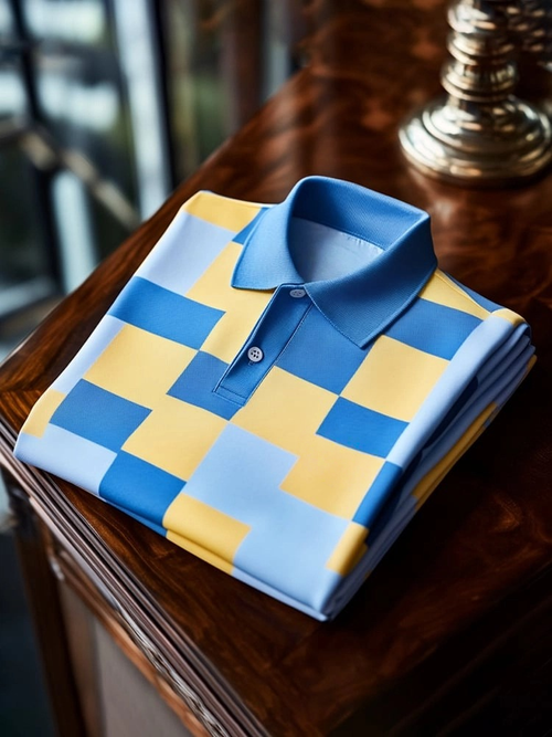 Men's Classic Business Logo Button Short Sleeve Polo Shirt