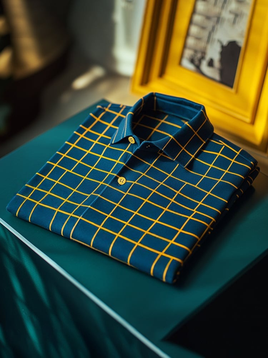 Men's Classic Business Logo Button Short Sleeve Polo Shirt