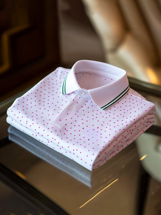 Men's Classic Business Logo Button Short Sleeve Polo Shirt