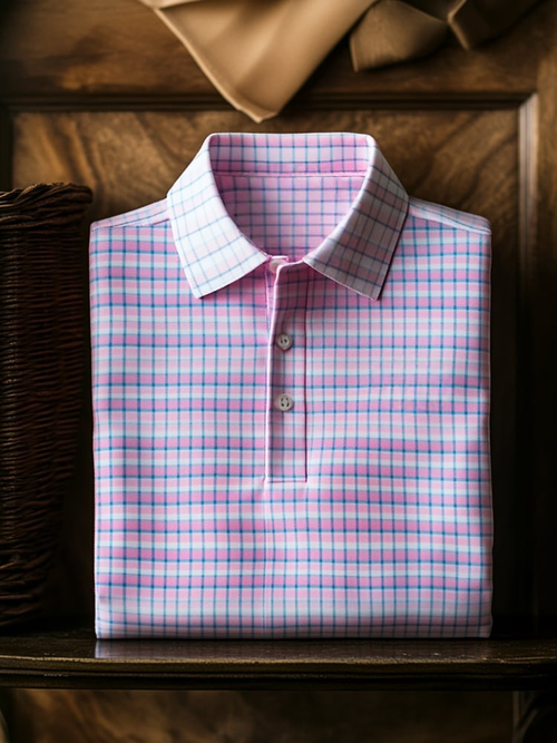 Men's Classic Business Logo Button Short Sleeve Polo Shirt