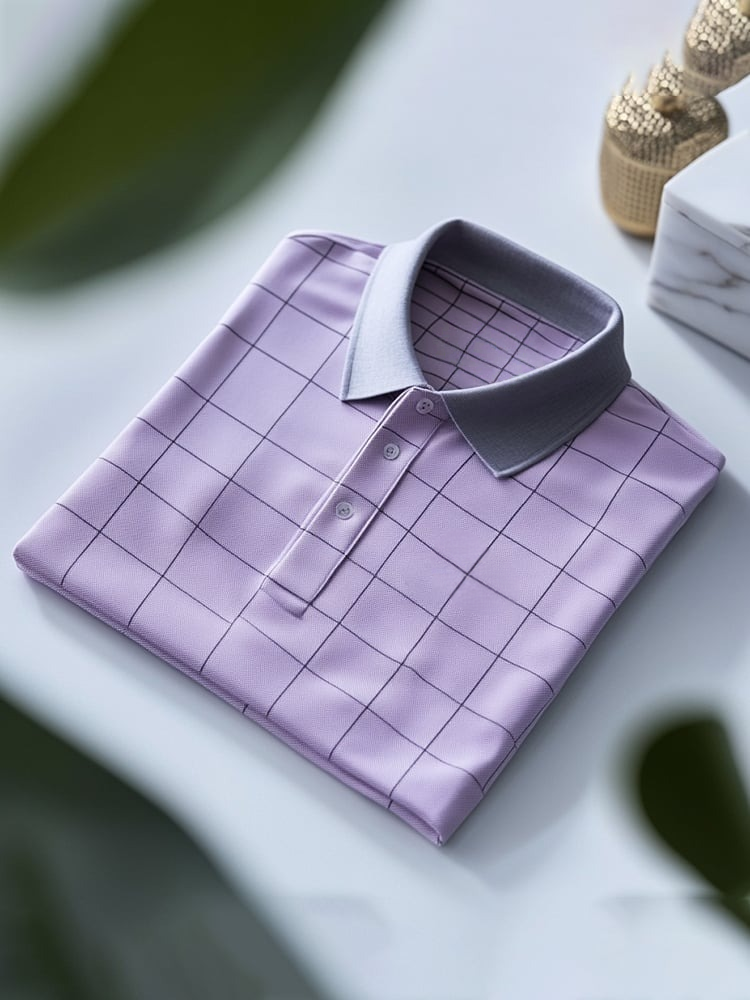 Men's Classic Business Logo Button Short Sleeve Polo Shirt