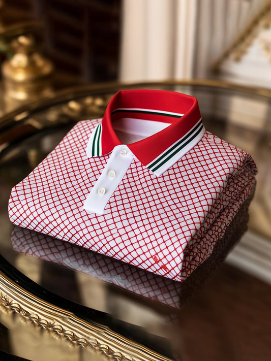 Men's Classic Business Logo Button Short Sleeve Polo Shirt