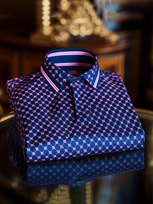 Men's Classic Business Logo Button Short Sleeve Polo Shirt