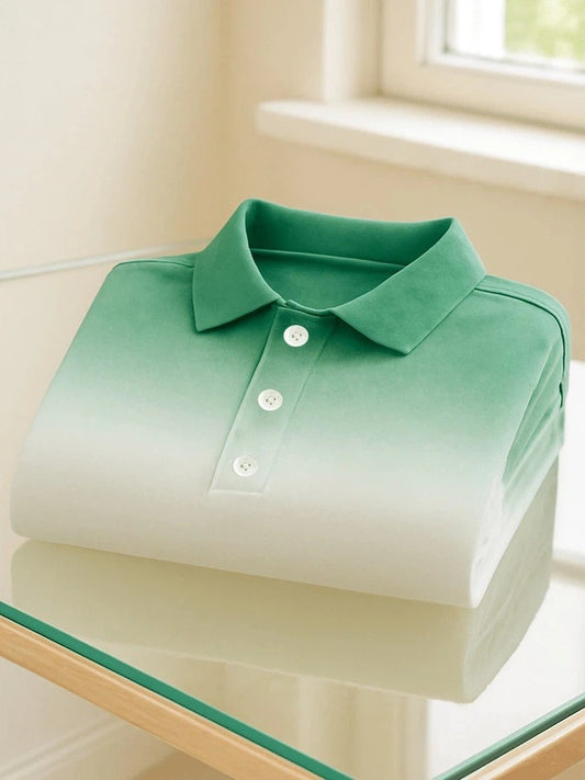 Men's Business Casual Printed Short Sleeve Polo Shirt