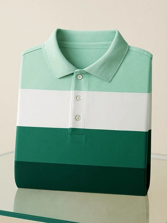 Men's Business Casual Printed Short Sleeve Polo Shirt