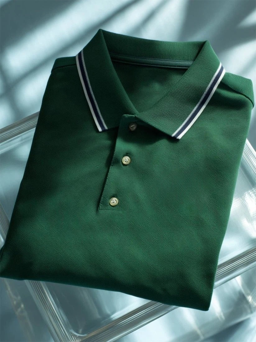 Men's Business Casual Button Short Sleeve Polo Shirt