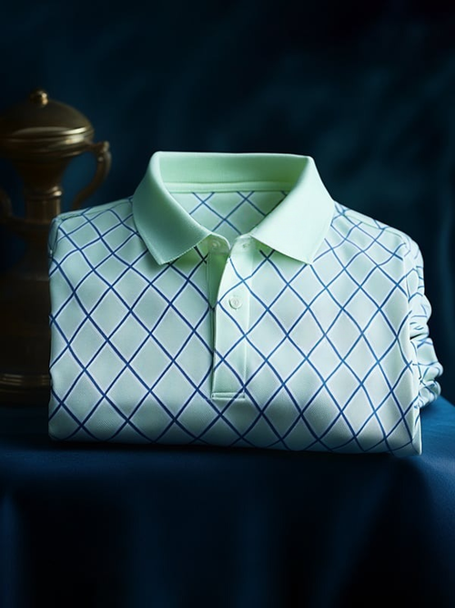 Men's Business Classic Twill Logo Button Short Sleeve Polo Shirt
