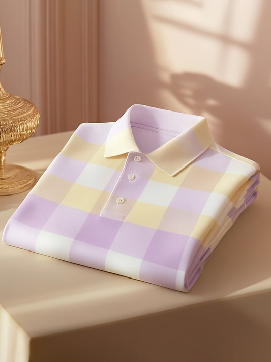 Men's Classic Business Logo Button Short Sleeve Polo Shirt