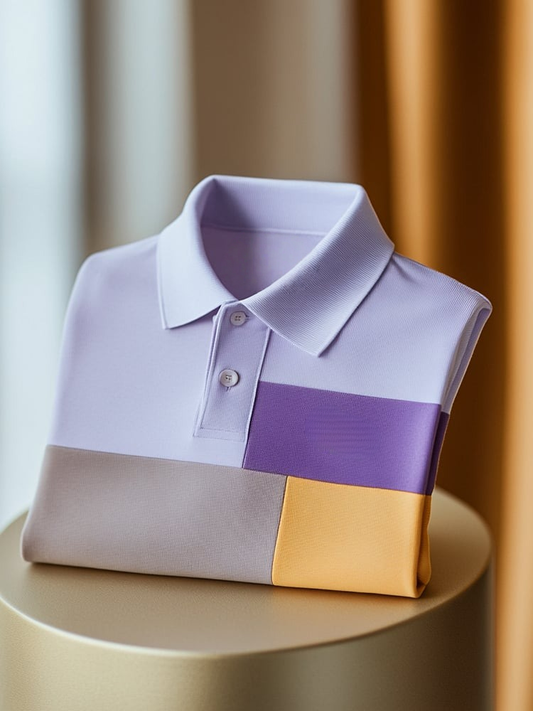Men's Classic Business Logo Button Short Sleeve Polo Shirt