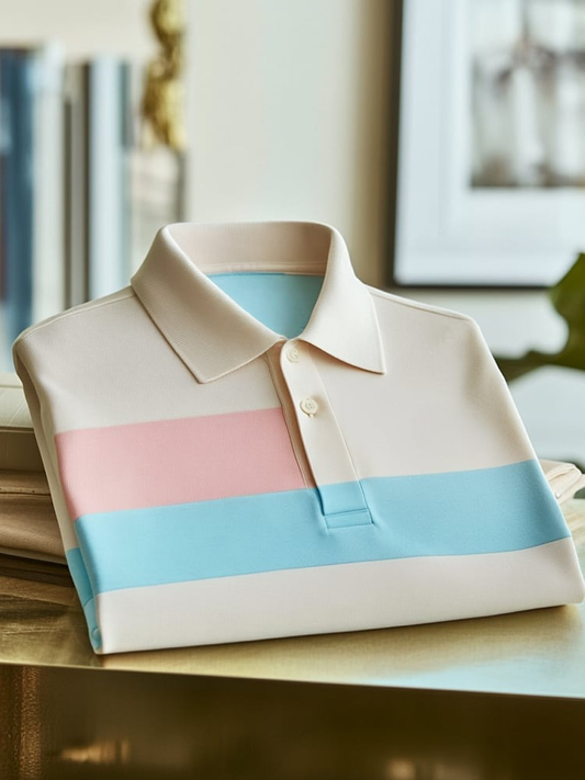 Men's Classic Business Logo Button Short Sleeve Polo Shirt