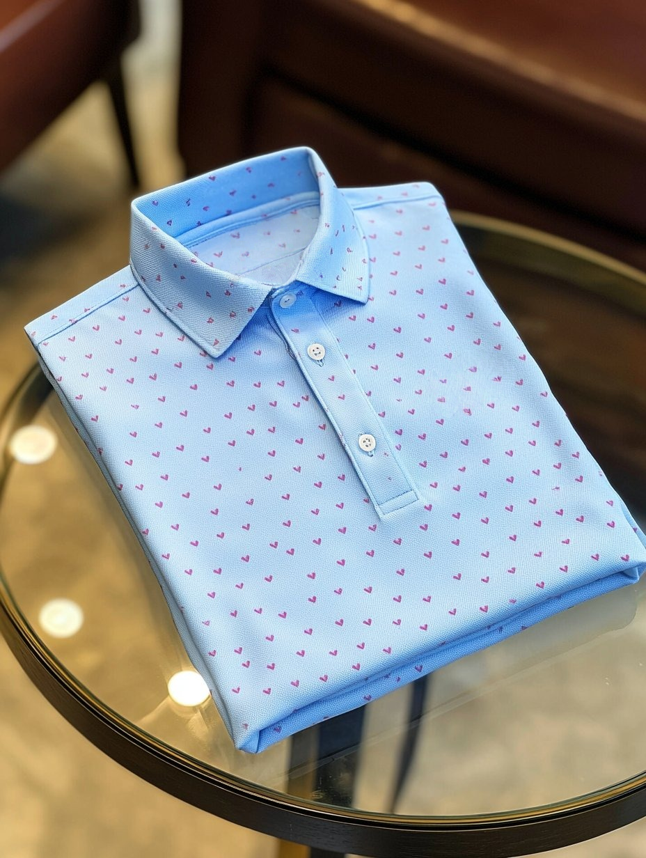Men's Business Casual Embroidered   Button Short Sleeve Polo Shirt