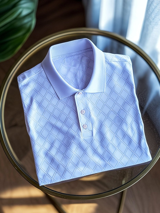 Men's Business Casual Embroidered   Button Short Sleeve Polo Shirt